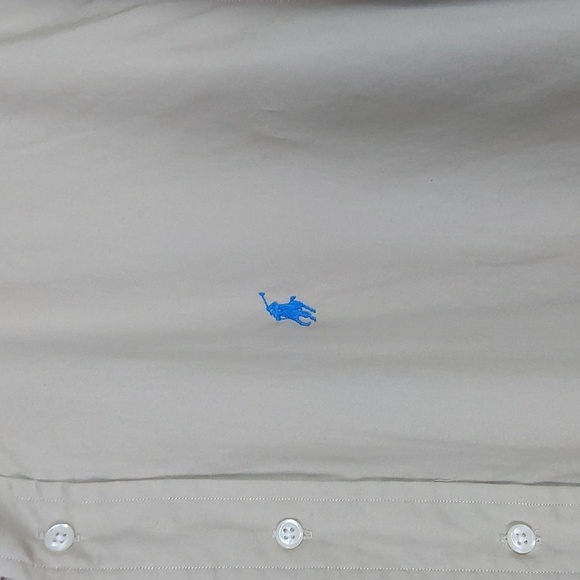 Ralph Lauren Men's Tan/ Khaki Short Sleeve Shirt Neutral Blue Pony Comfort Sz.XL - Picture 4 of 9